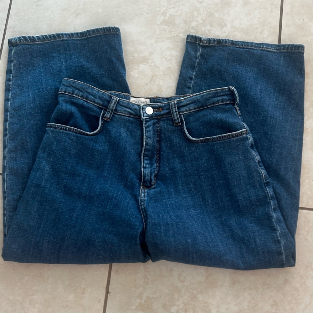 Pilcro Women's Dark Blue Wide Leg Jeans